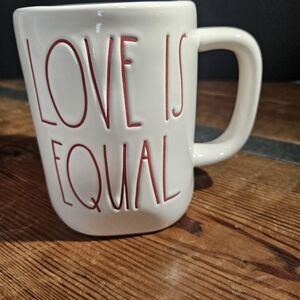 Rae Dunn Ceramic "Love Is Equal" Mug with Red Lettering
